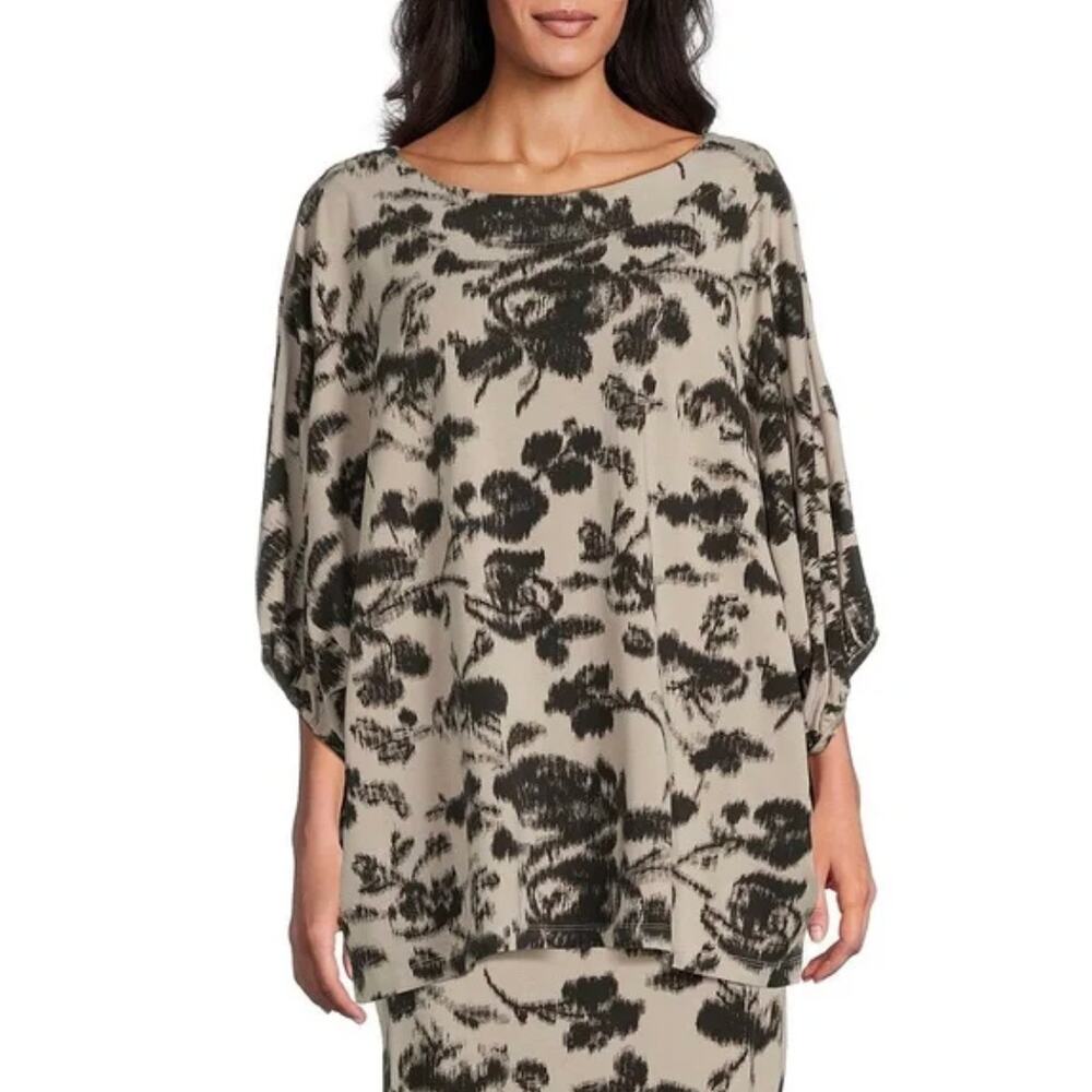 Bryn Walker Wilder Flori Viscose Jersey Elbow Dolman Tunic Oversized Small NWT